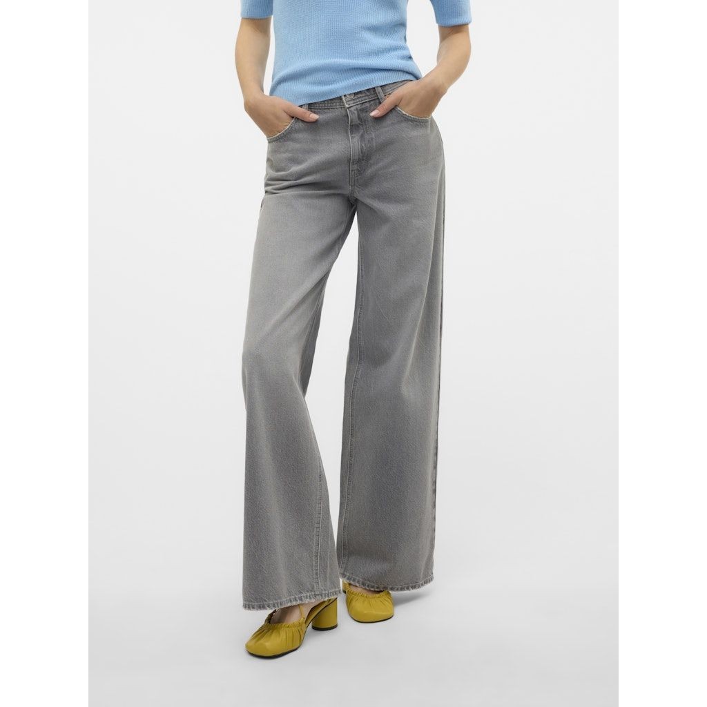 VERO MODA Platūs džinsai moterims, Pilka, Remy wide 4