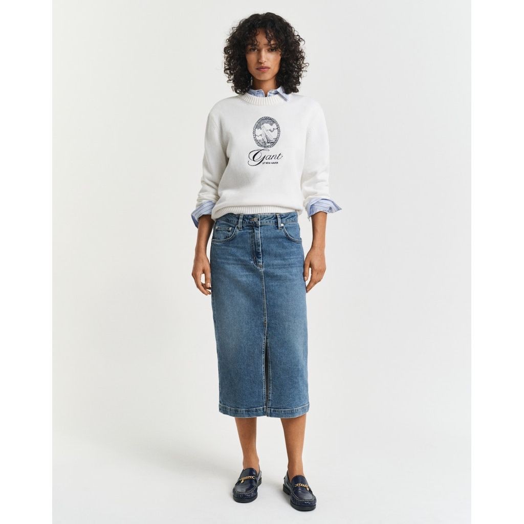 GANT Midi sijonas moterims, Mėlyna, Midi denim skirt 2