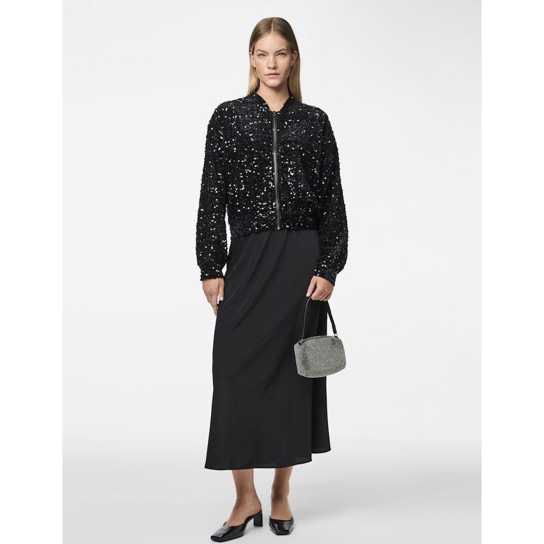 PIECES Midi sijonas moterims, Juoda, Franan ankle skirt 5