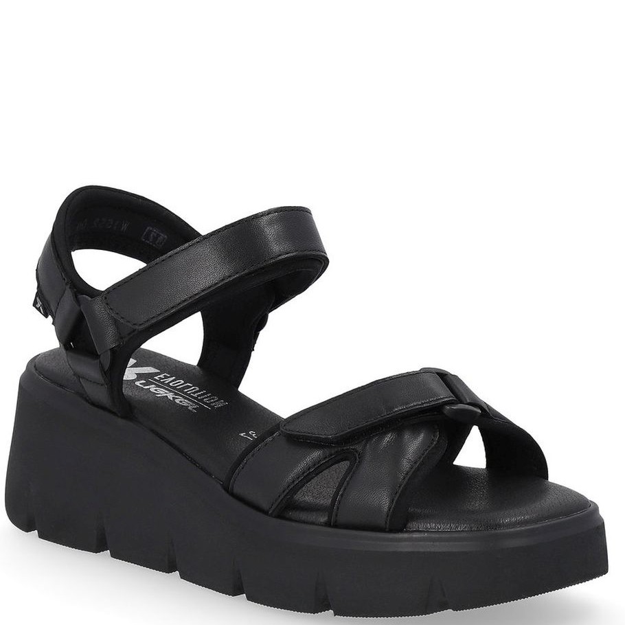RIEKER Basutės moterims, Juoda, SANDALS 1