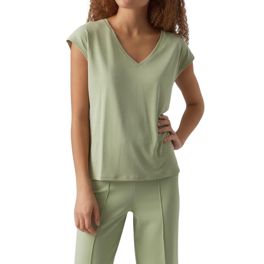 VERO MODA Marškinėliai moterims, Žalia, Filli v-neck tee 2