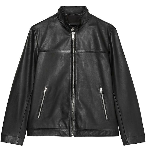 MARC O'POLO Odinė striukė vyrams, Juoda 1