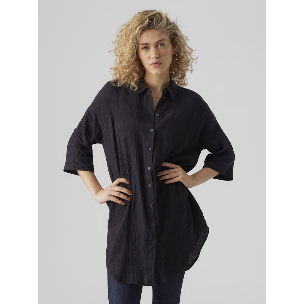 VERO MODA Marškiniai moterims, Juoda, Natali overshirt 2