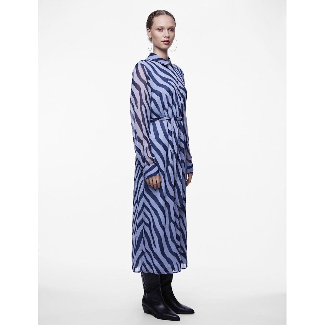 PIECES Midi suknelė moterims, Mėlyna, PCJALLA LS MIDI DRESS 5