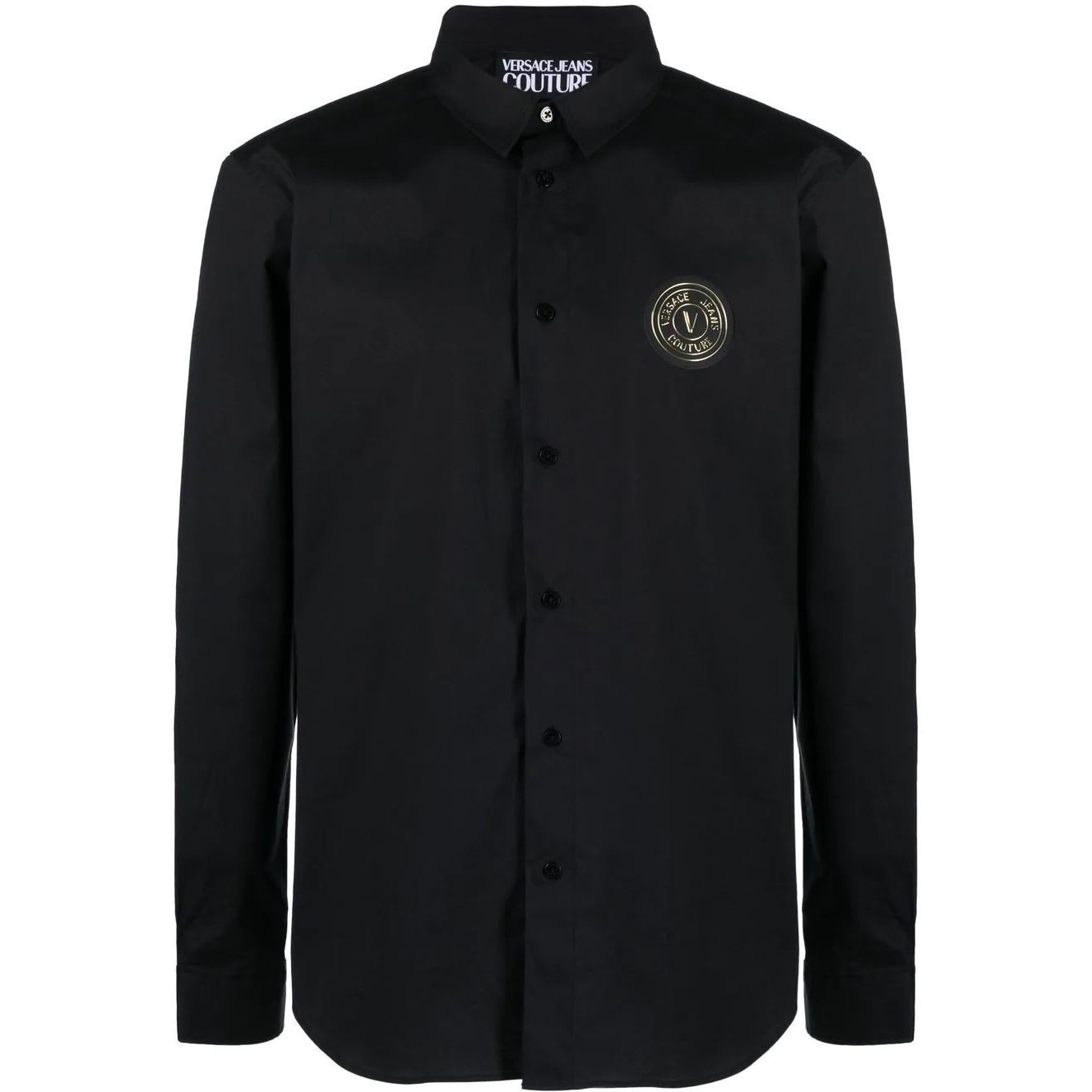 VERSACE JEANS CUTURE Marškiniai ilgomis rankovėmis vyrams, Juoda, Patch v-emb gold shirt 1