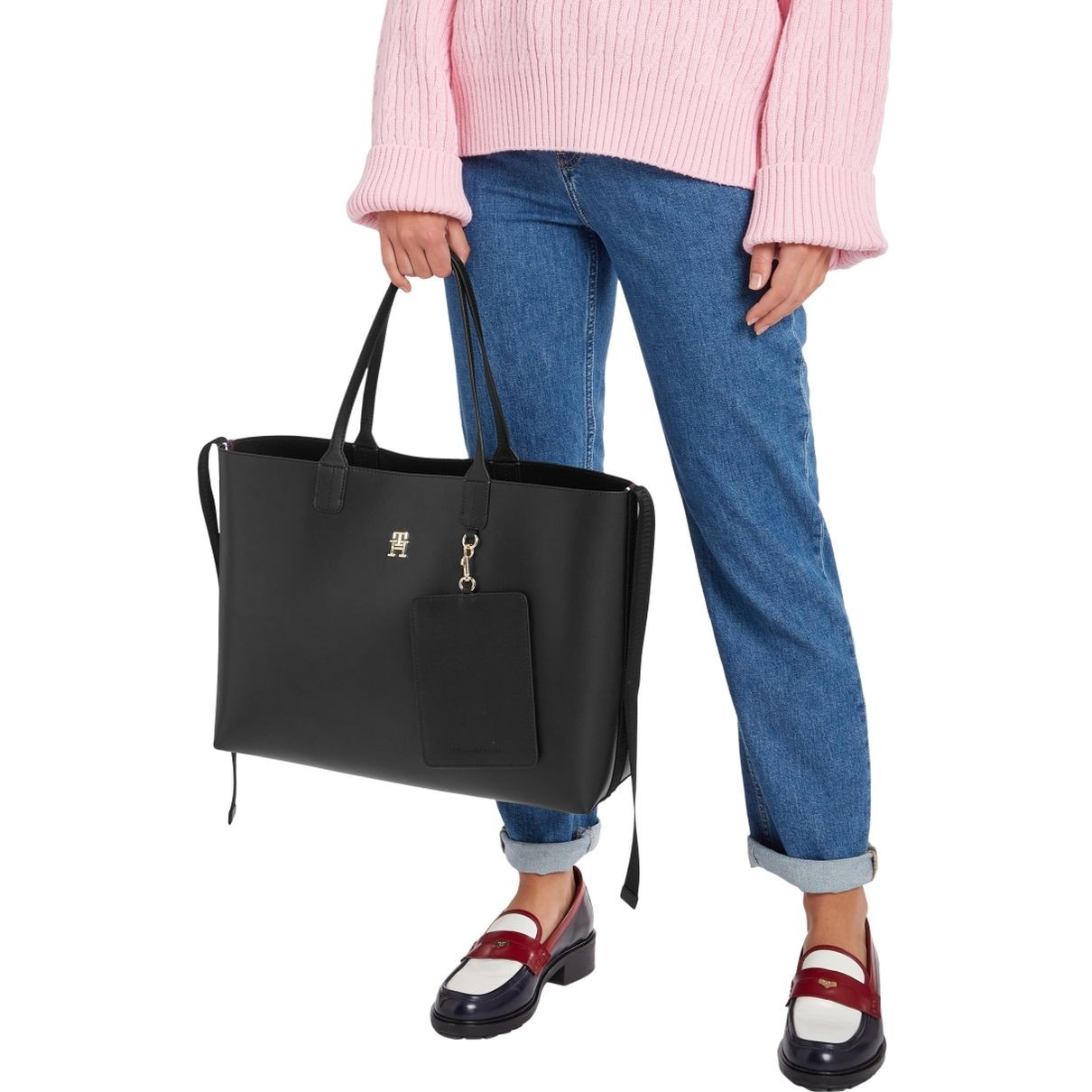 TOMMY HILFIGER Pirkinių krepšys moterims, Juoda, Iconic tote 6