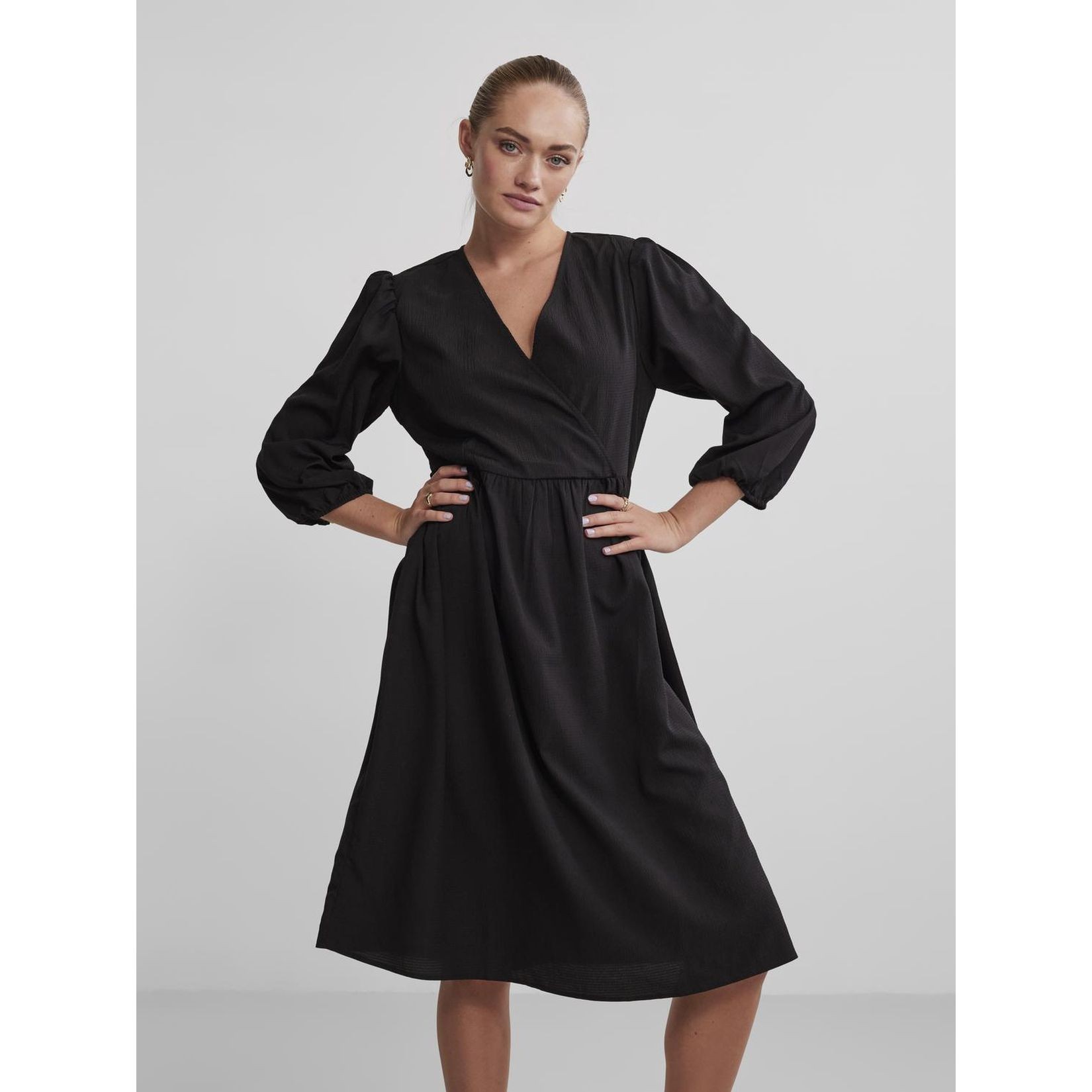 PIECES Midi suknelė moterims, Juoda, PCNAIMA 3/4 MIDI DRES 2