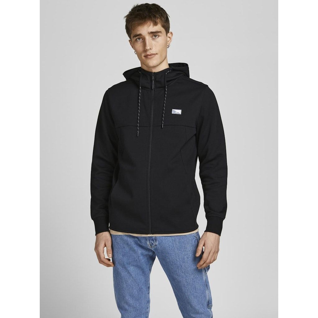 JACK & JONES Džemperis vyrams, Juoda, JCOAIR SWEAT ZIP HOO 2