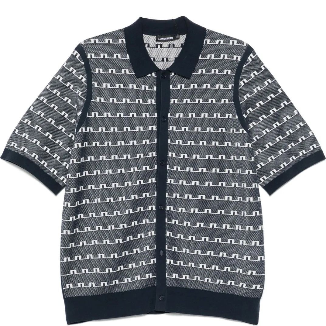 J.LINDEBERG Polo marškiniai trumpos rank. vyrams, Mėlyna, Rolando logo jacquard  polo