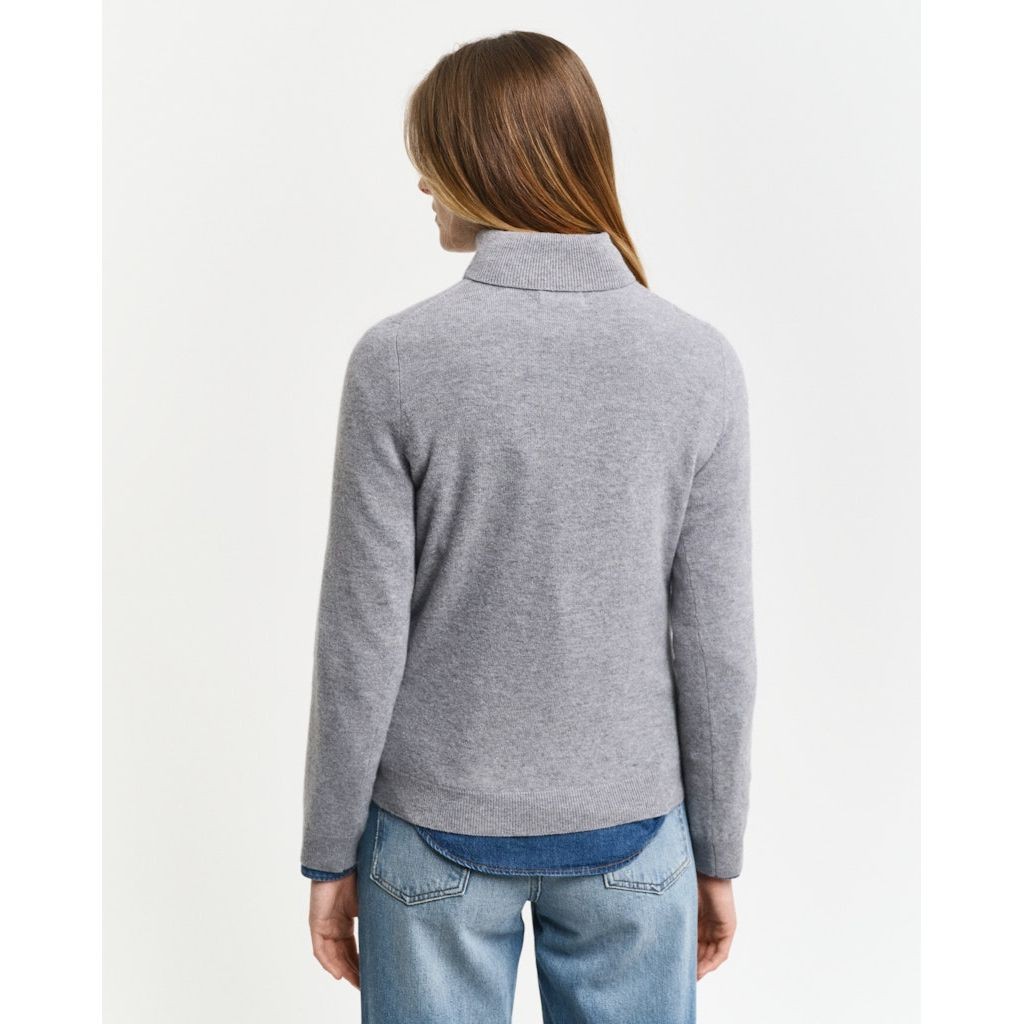 GANT Megztinis su kaklu moterims, Pilka, Extrafine lambswool turtleneck 3