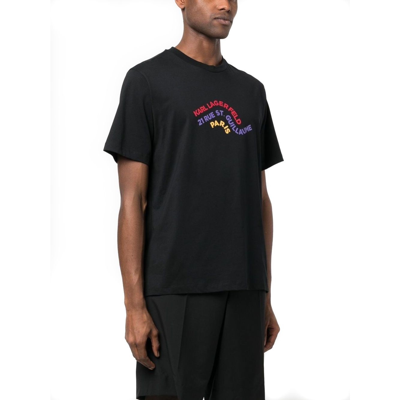 KARL LAGERFELD Marškinėliai trump. rankovėmis vyrams, Juoda, Wave logo relaxed t-shirt 2