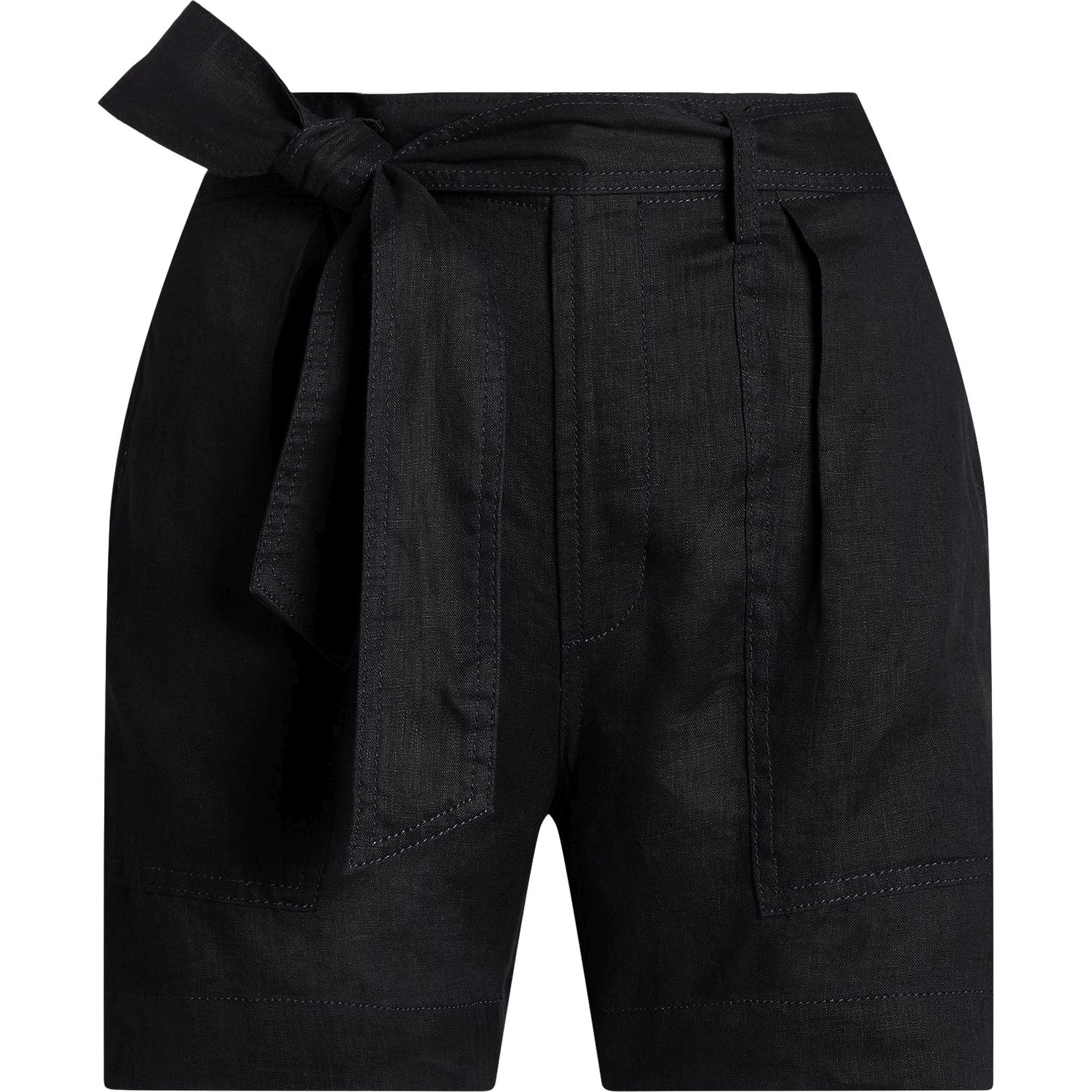 LAUREN RALPH LAUREN Šortai moterims, Juoda, Belted linen short