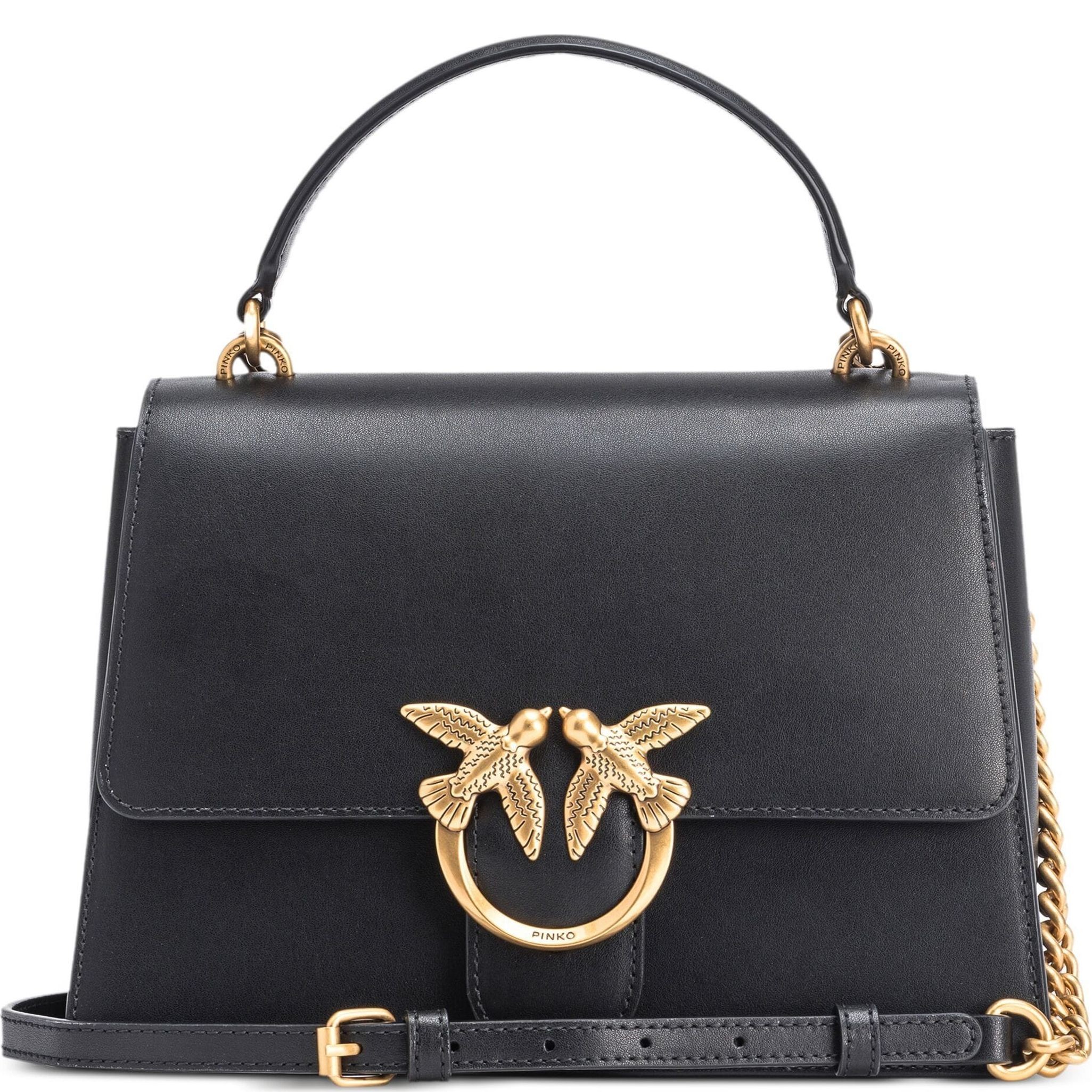 PINKO Pirkinių krepšys moterims, Juoda, Love birds tote bag 1