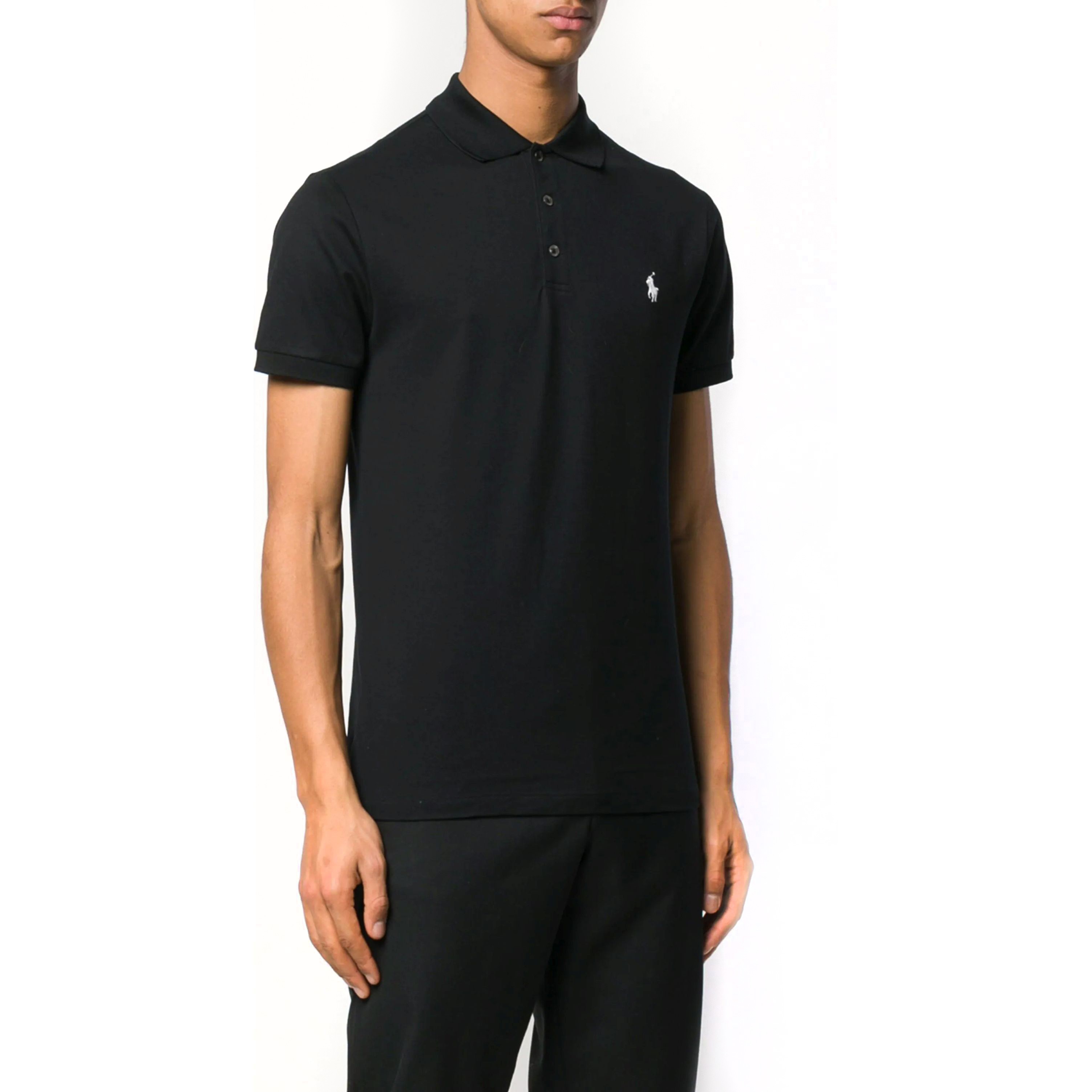 POLO RALPH LAUREN Polo marškiniai trumpos rank. vyrams, Juoda, Slim fit stretch mesh polo 2