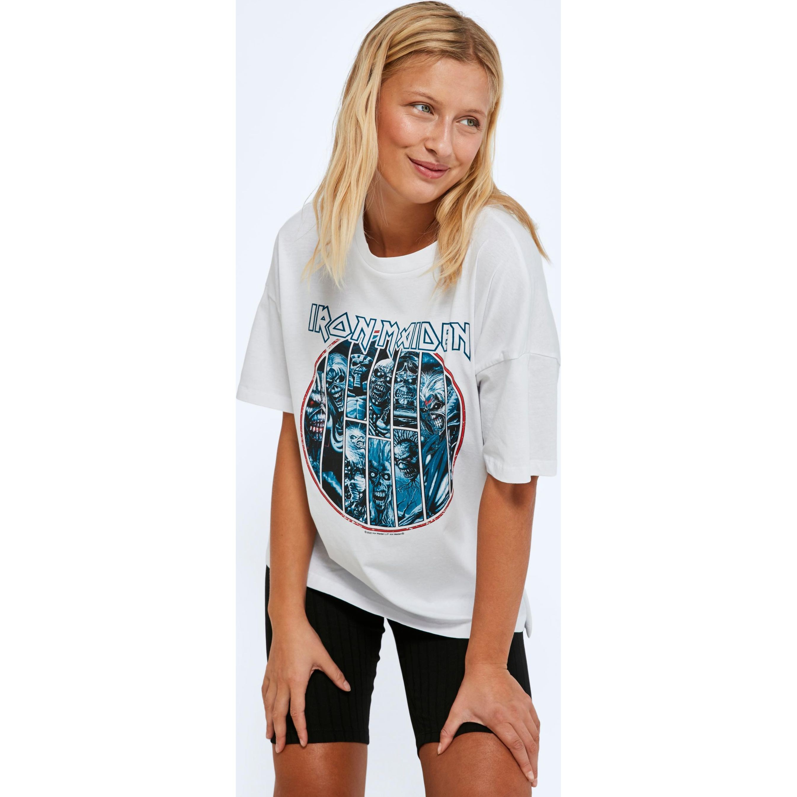 NOISY MAY Marškinėliai moterims, Balta, NMIDA S/S IRON MAIDEN 4