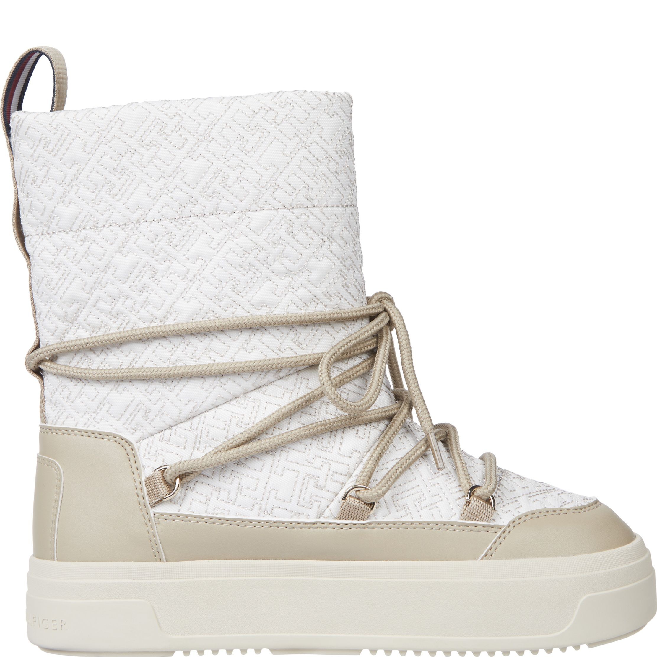 TOMMY HILFIGER Pašiltinti aulinukai moterims, Smėlio, Lace-up monogram snowboot 5