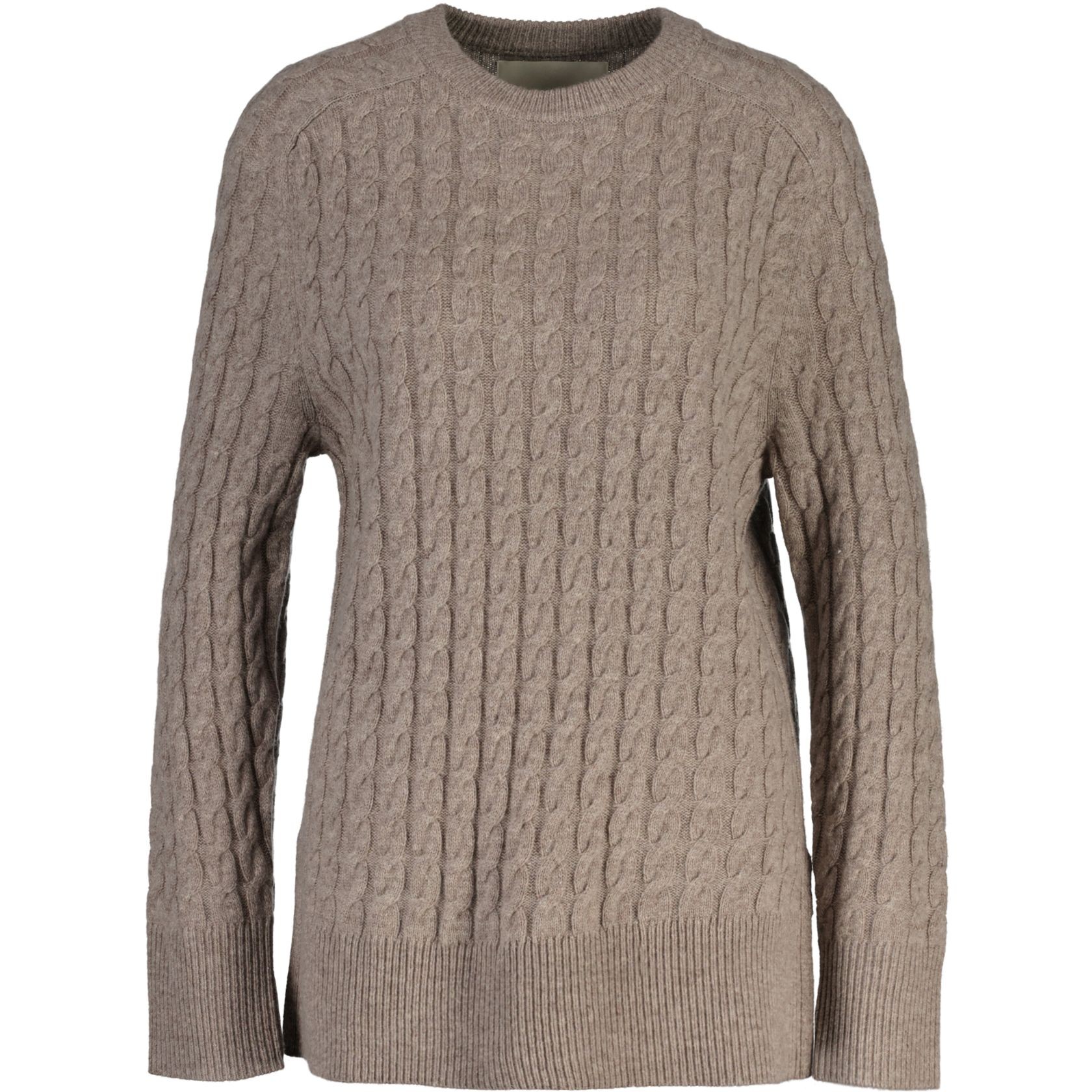 GANT Megztinis moterims, Smėlio, wool cable knit c-neck 1