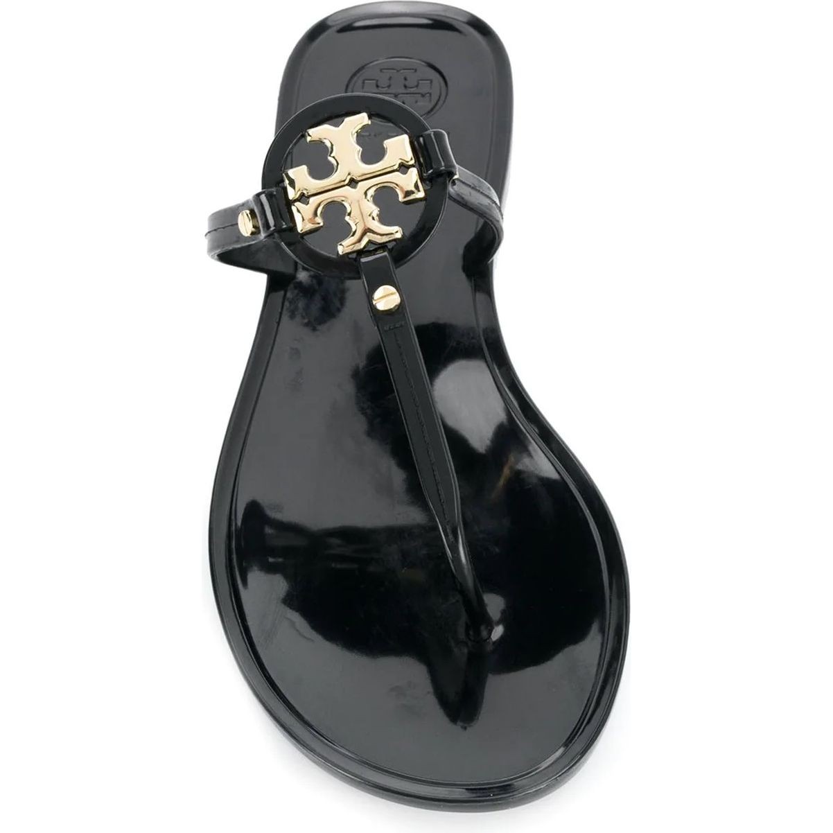 TORY BURCH Pliažo šlepetės per pirštą moterims, Juoda, Mini miller flat thong sandals 4