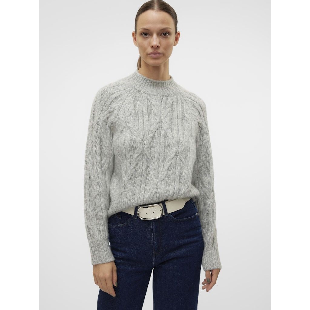 VERO MODA Megztinis su kaklu moterims, Pilka, Baily highneck pullover 5