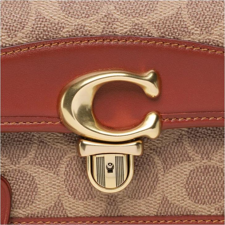 COACH Rankinė per petį moterims, Ruda, Signature studio baguette bag 4