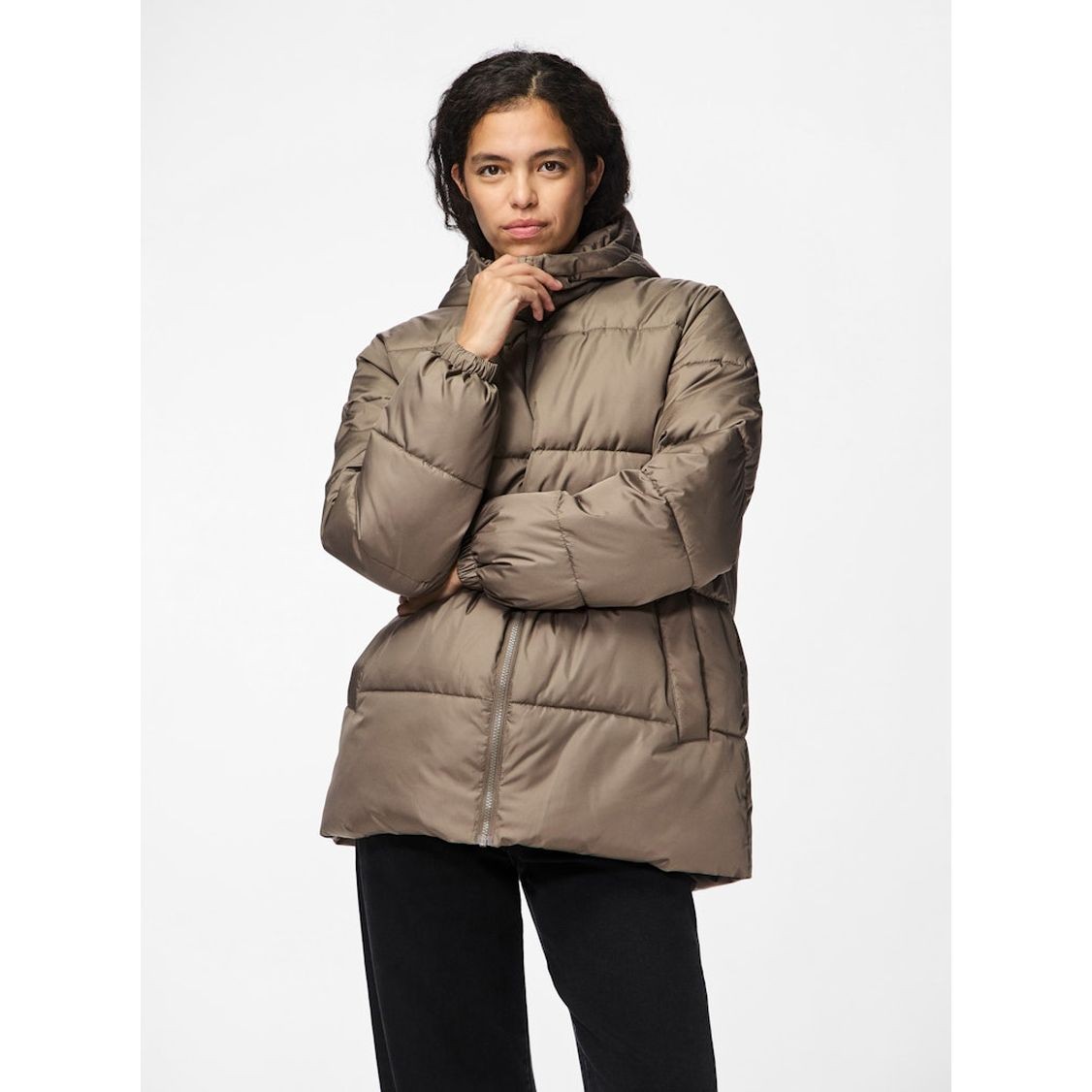 PIECES Pūkinė striukė moterims, Ruda, Maddie puffer jacket 4