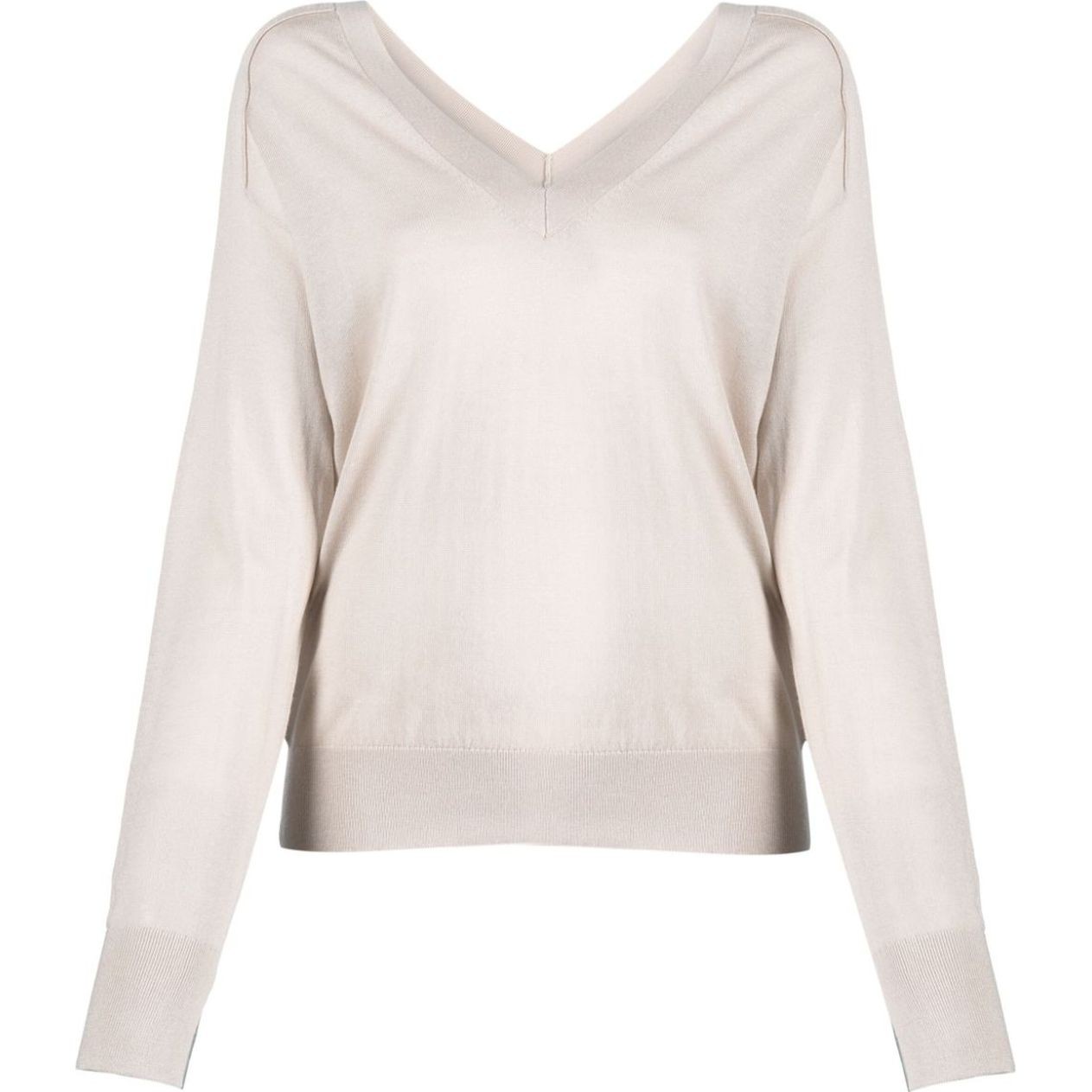 CALVIN KLEIN Megztinis moterims, Pilka, Lyocell wool v-neck sweater