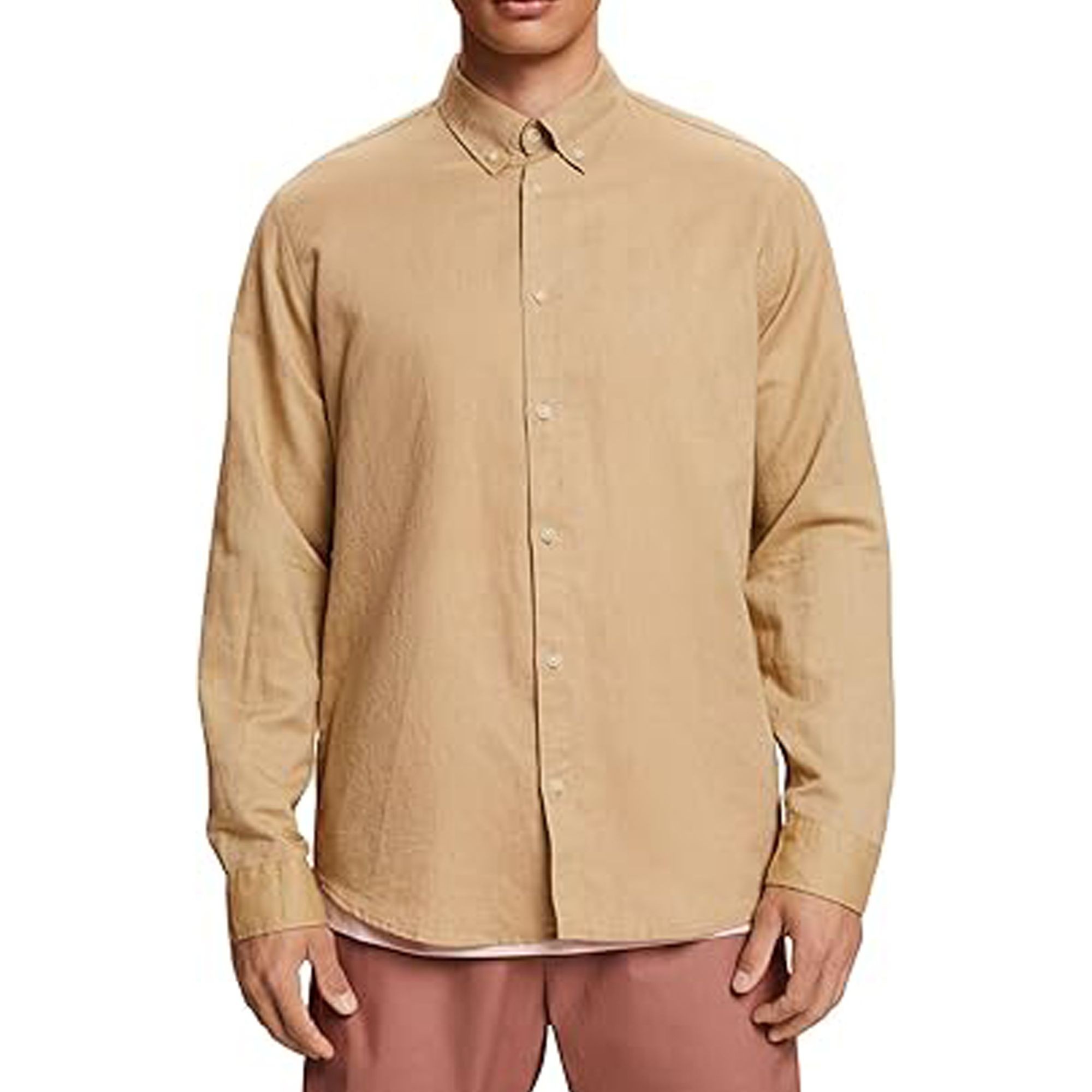 ESPRIT Marškiniai vyrams, Smėlio, N SUS Linen SH 2