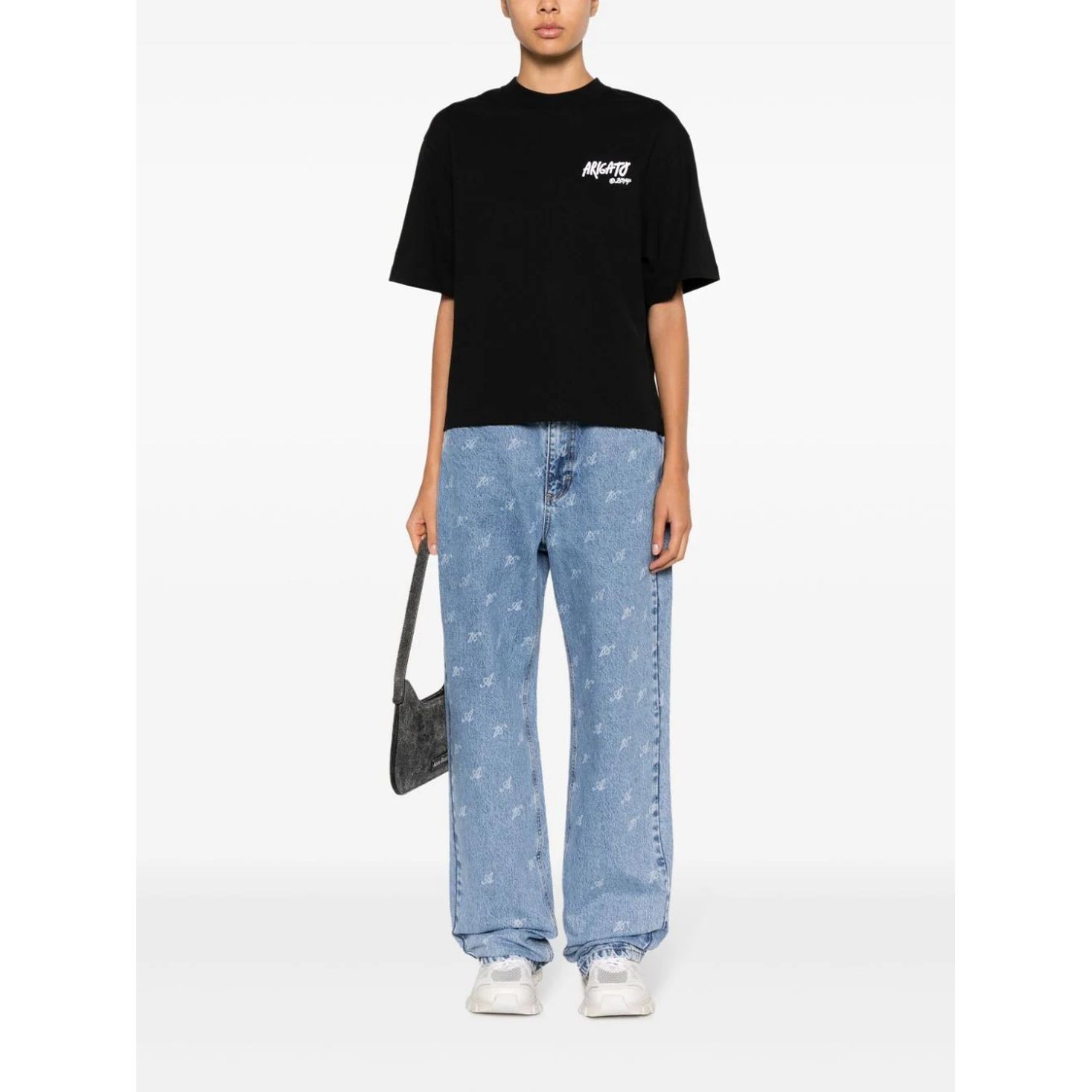 AXEL ARIGATO Marškinėliai trump. rankovėmis moterims, Juoda, Arigato tag t-shirt 2