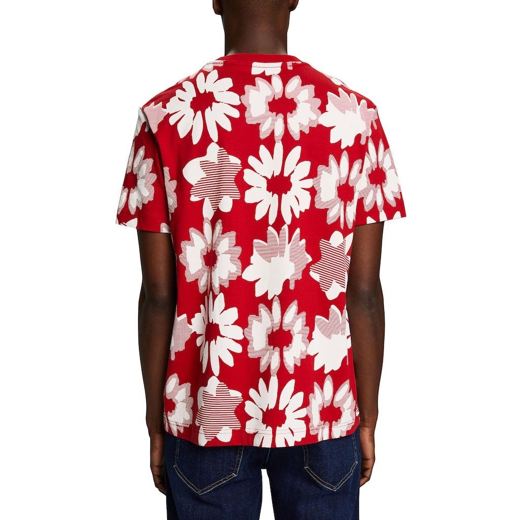 ESPRIT Marškinėliai vyrams, Raudona, Print Cotton T-Shirt 3
