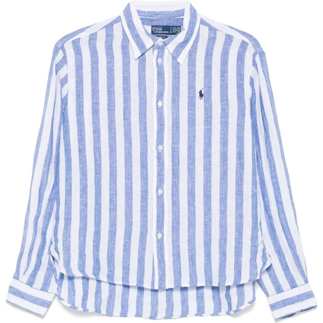 POLO RALPH LAUREN Marškiniai ilgomis rankovėmis moterims, Mėlyna, Long sleeve-button front shirt