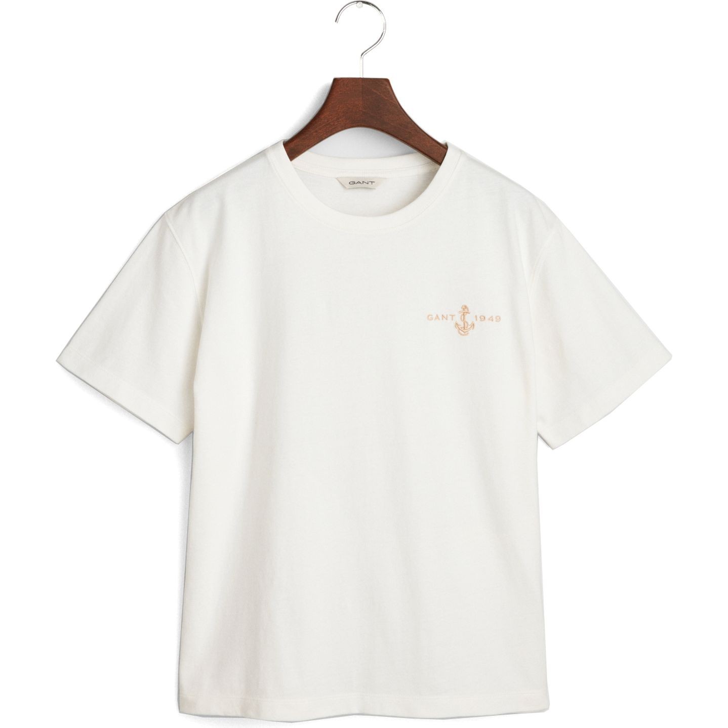 GANT Marškinėliai trump. rankovėmis moterims, Balta, Embroidered anchor SS t-shirt 1