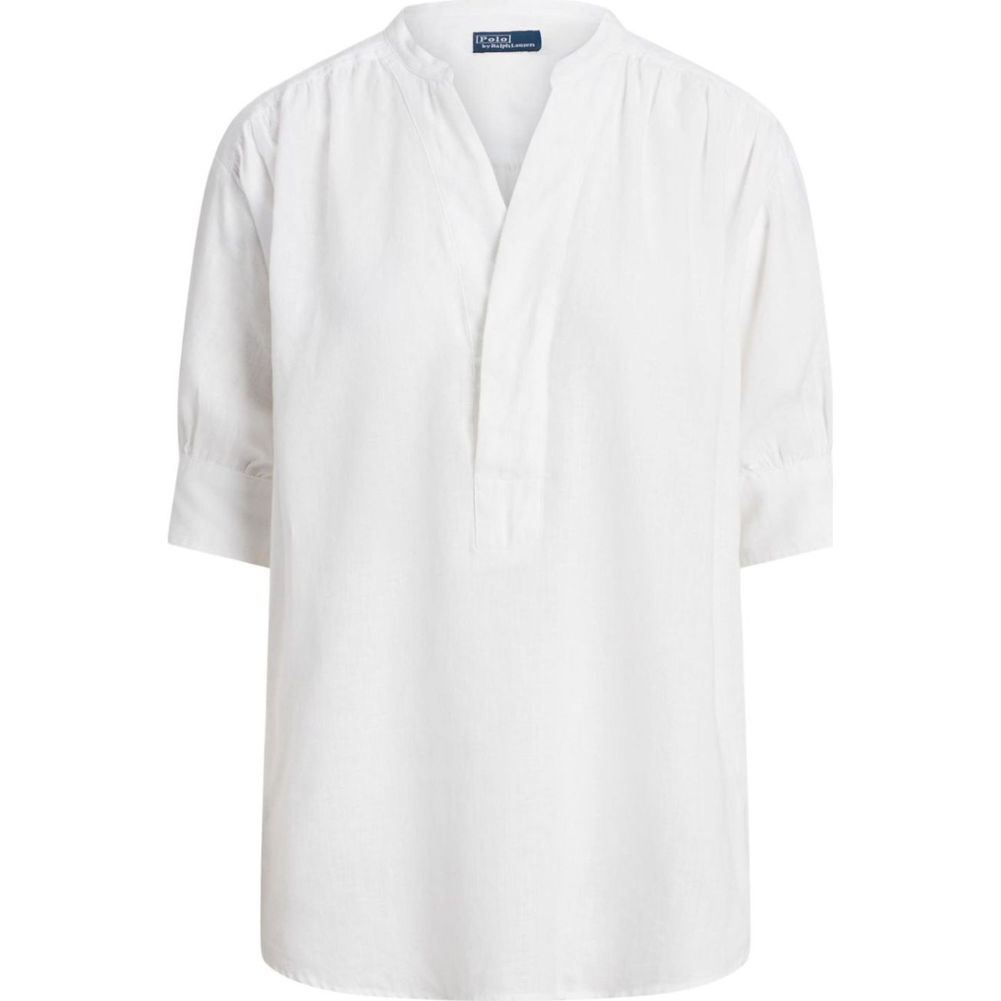 POLO RALPH LAUREN Marškiniai ilgomis rankovėmis moterims, Balta, V neck linen shirt
