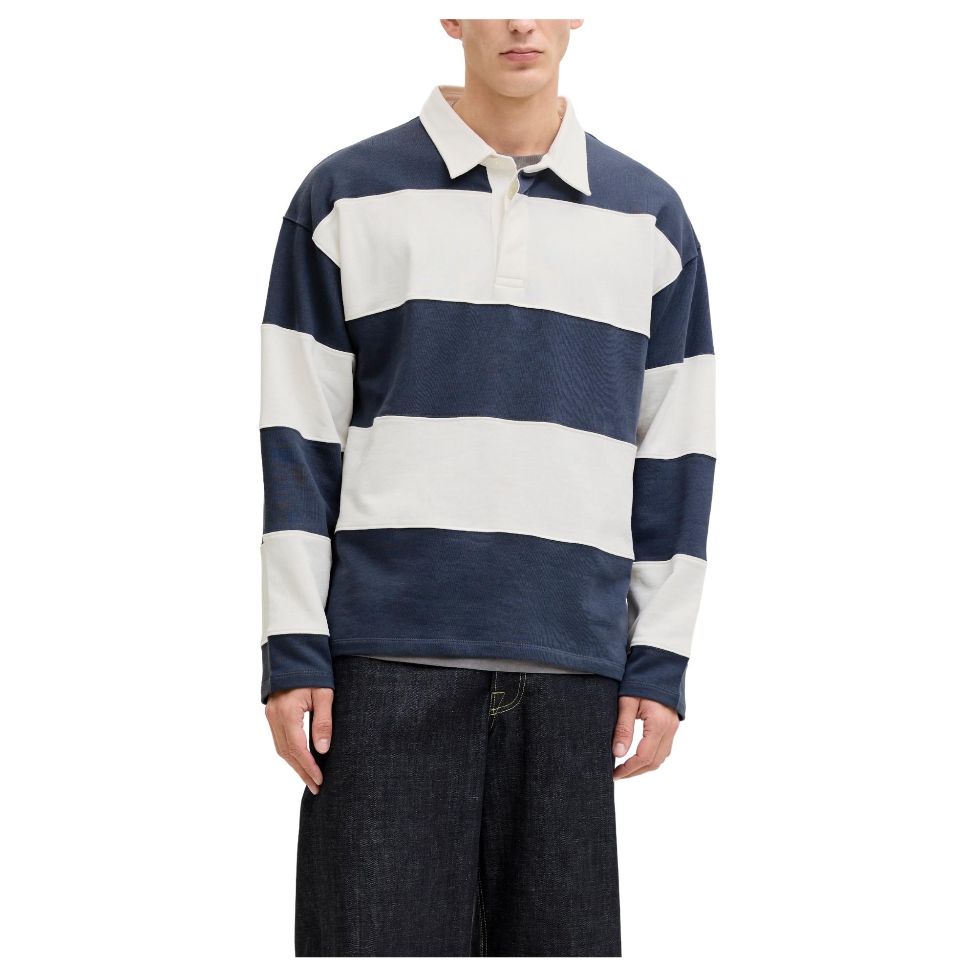 JACK & JONES Polo marškiniai ilgos rank. vyrams, Mėlyna, Upstate blocking sweat 2