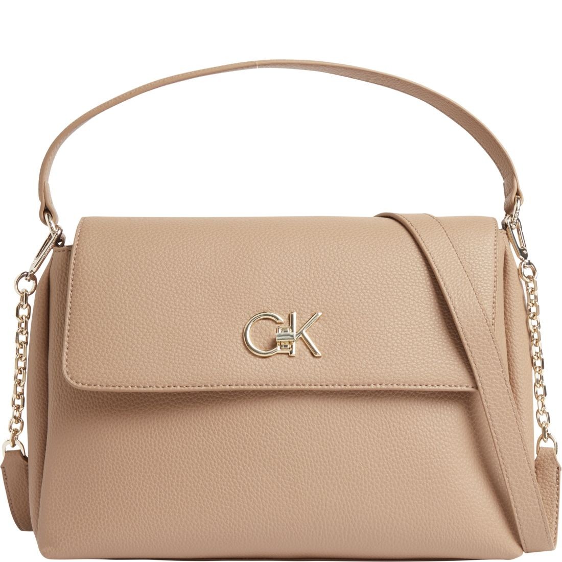 CALVIN KLEIN Rankinė per petį moterims, Ruda, Re-lock tote flap 1