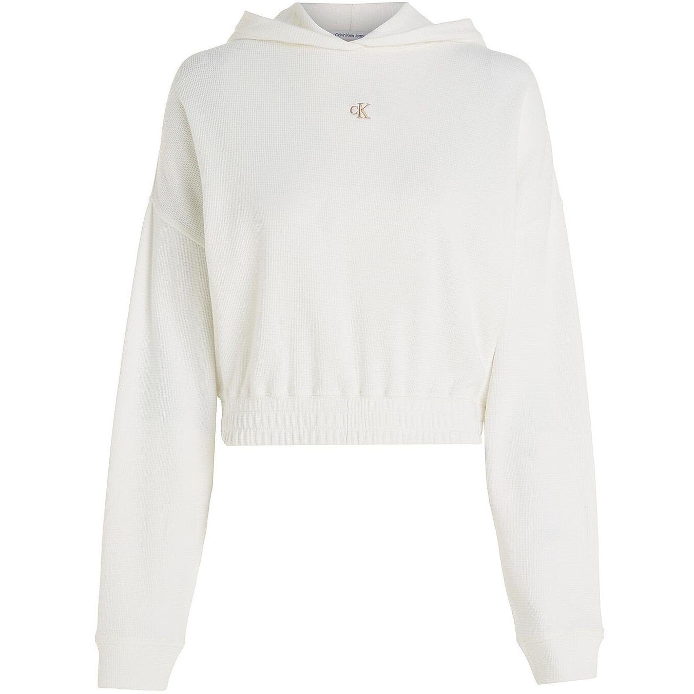 CALVIN KLEIN JEANS Džemperis moterims, Balta, Waffle hoodie 1