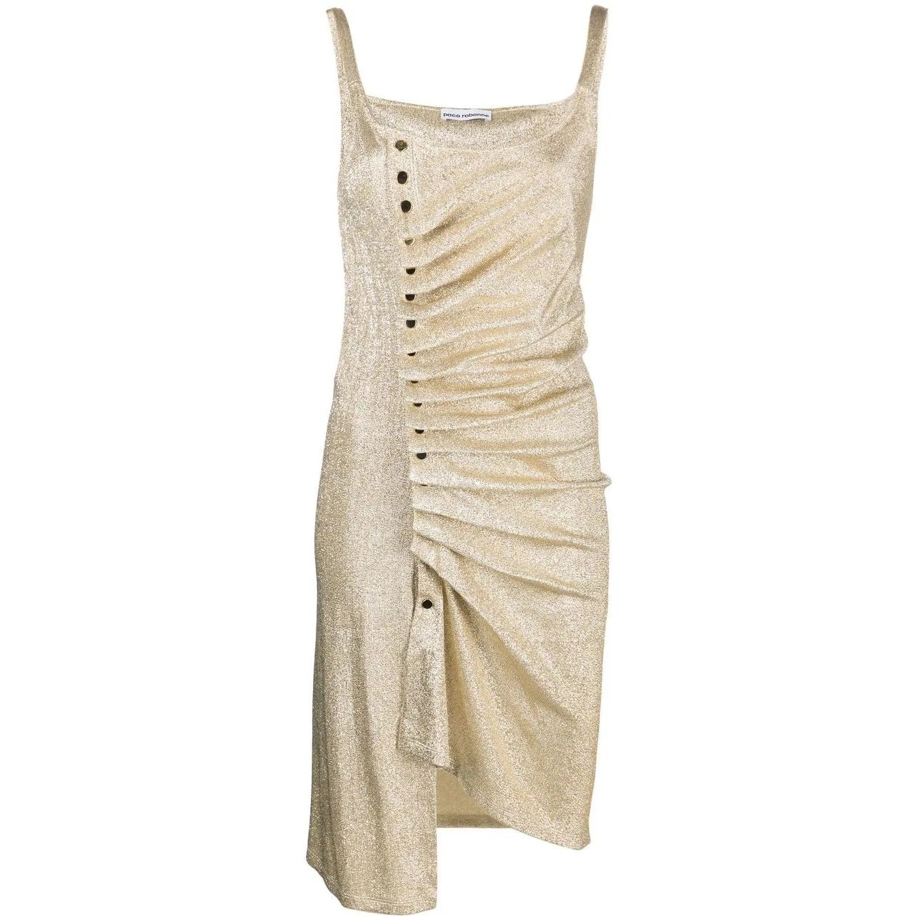 PACO RABANNE Midi suknelė moterims, Sidabrinė, Asymmetric midi dress 1