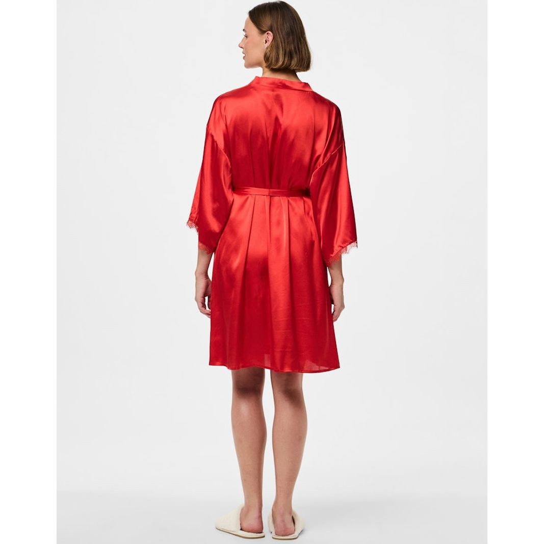 PIECES Chalatas moterims, Raudona, Anovi satin night kimono 7