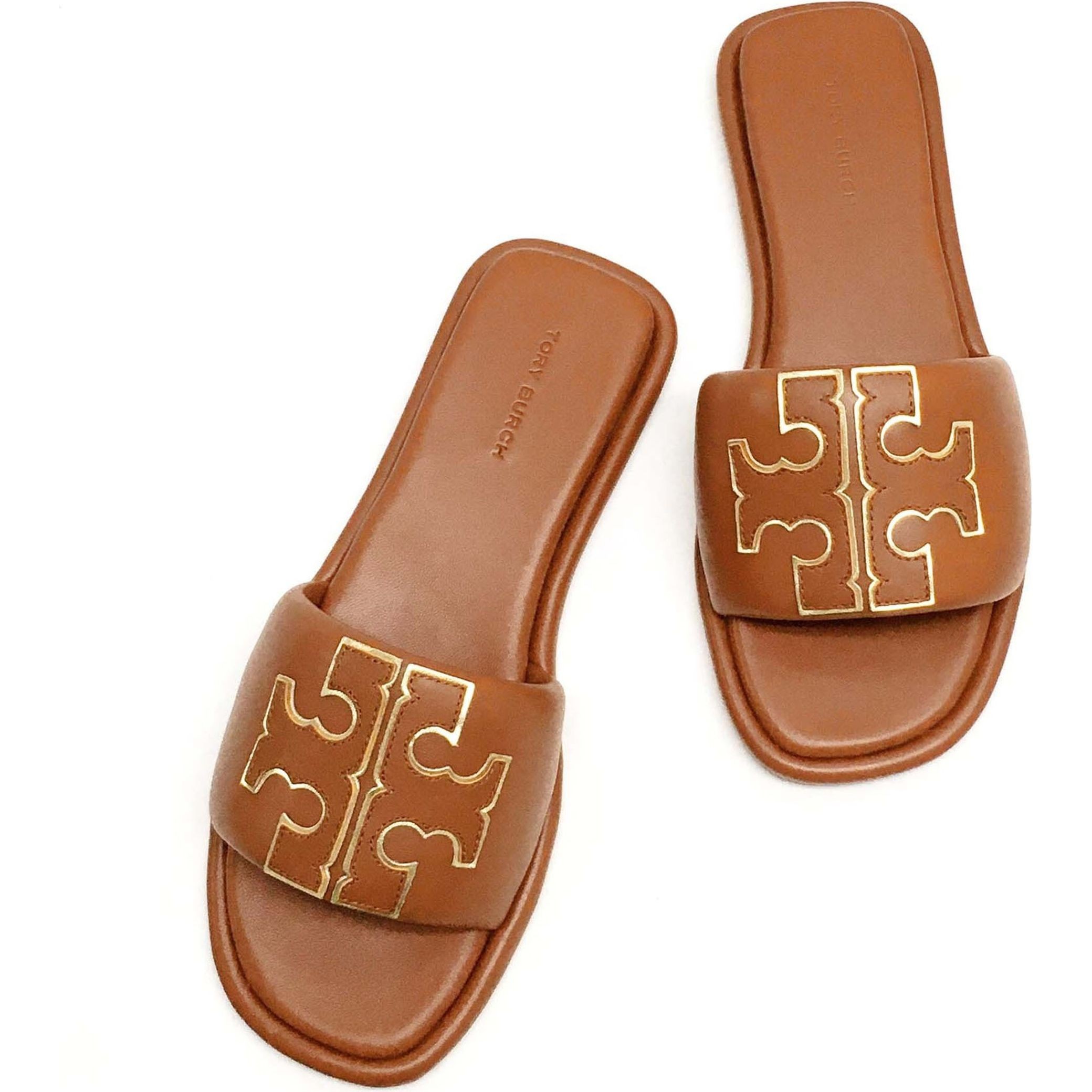 TORY BURCH Šlepetės moterims, Ruda, Double t sport slide 3