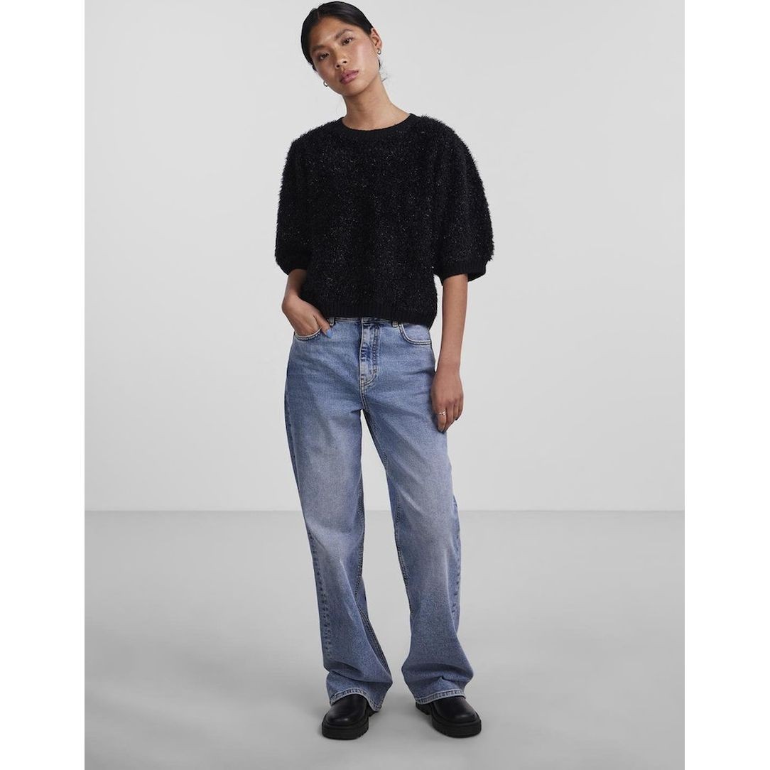 PIECES Megzta palaidinė moterims, Juoda, Fee o-neck knit 5