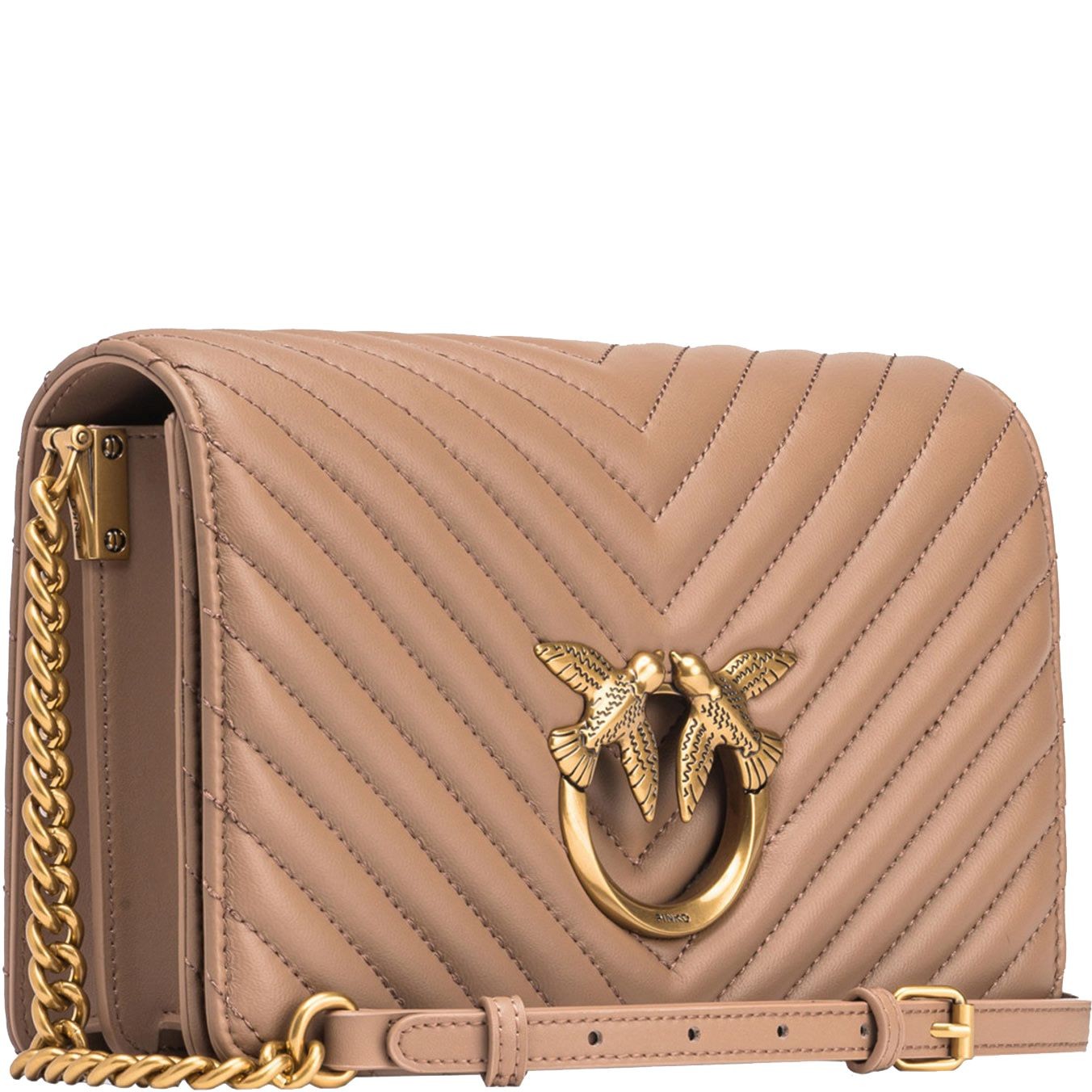 PINKO Rankinė per petį moterims, Ruda, Classic love shoulder bag 3