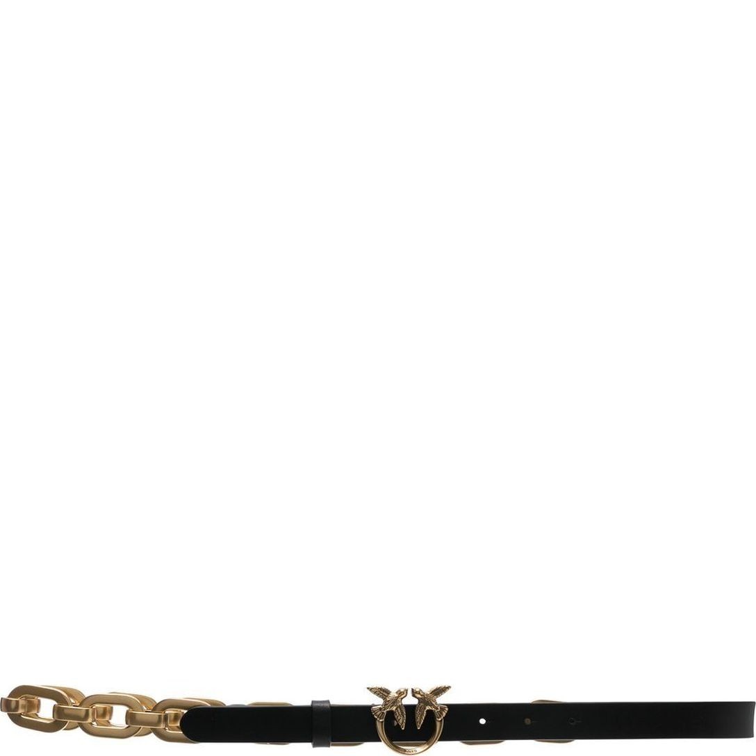 PINKO Diržas moterims, Juoda, Love birds belt with chain 1