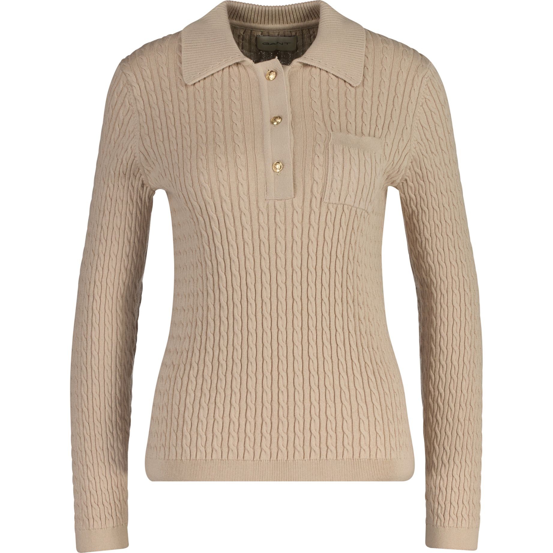 GANT Megztinis moterims, Smėlio, Mini cable knit rugger sweater
