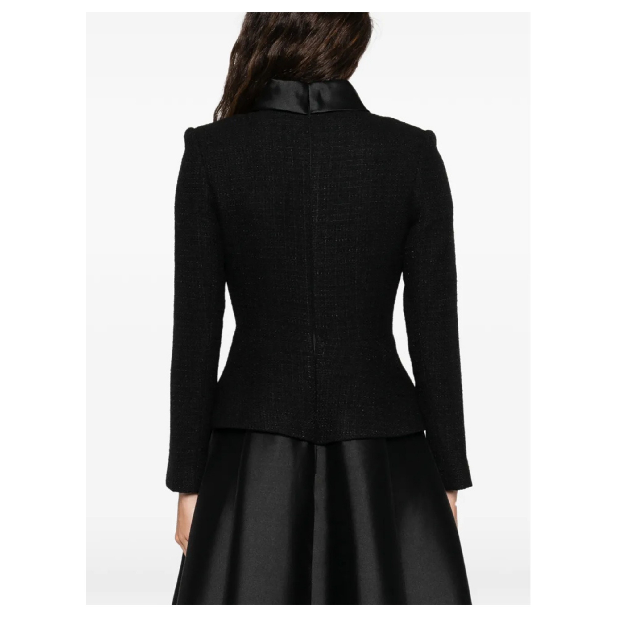 SELF PORTRAIT Midi suknelė moterims, Juoda, Boucle taffeta midi dress 3