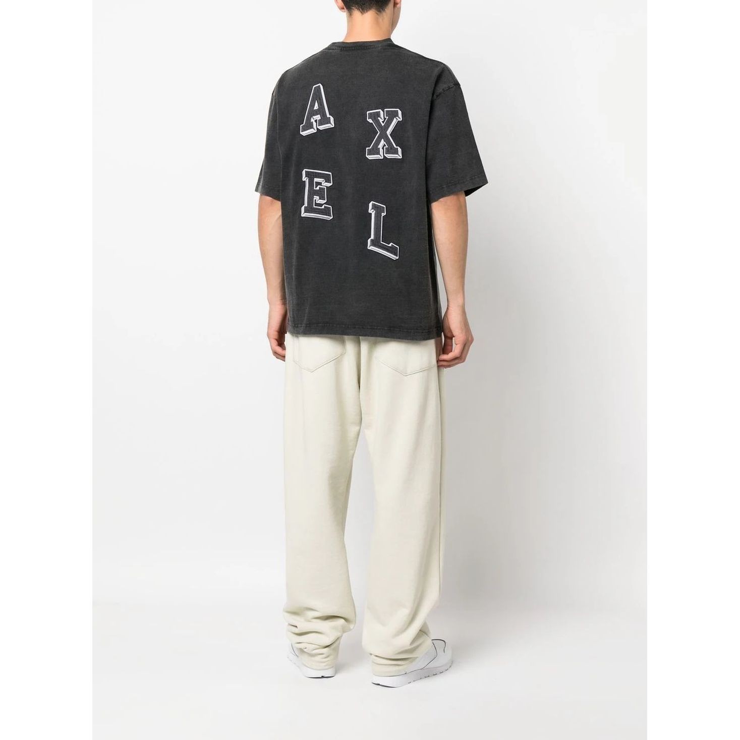 AXEL ARIGATO Marškiniai trump. rankovėmis vyrams, Juoda, Typo embroidered t-shirt 3