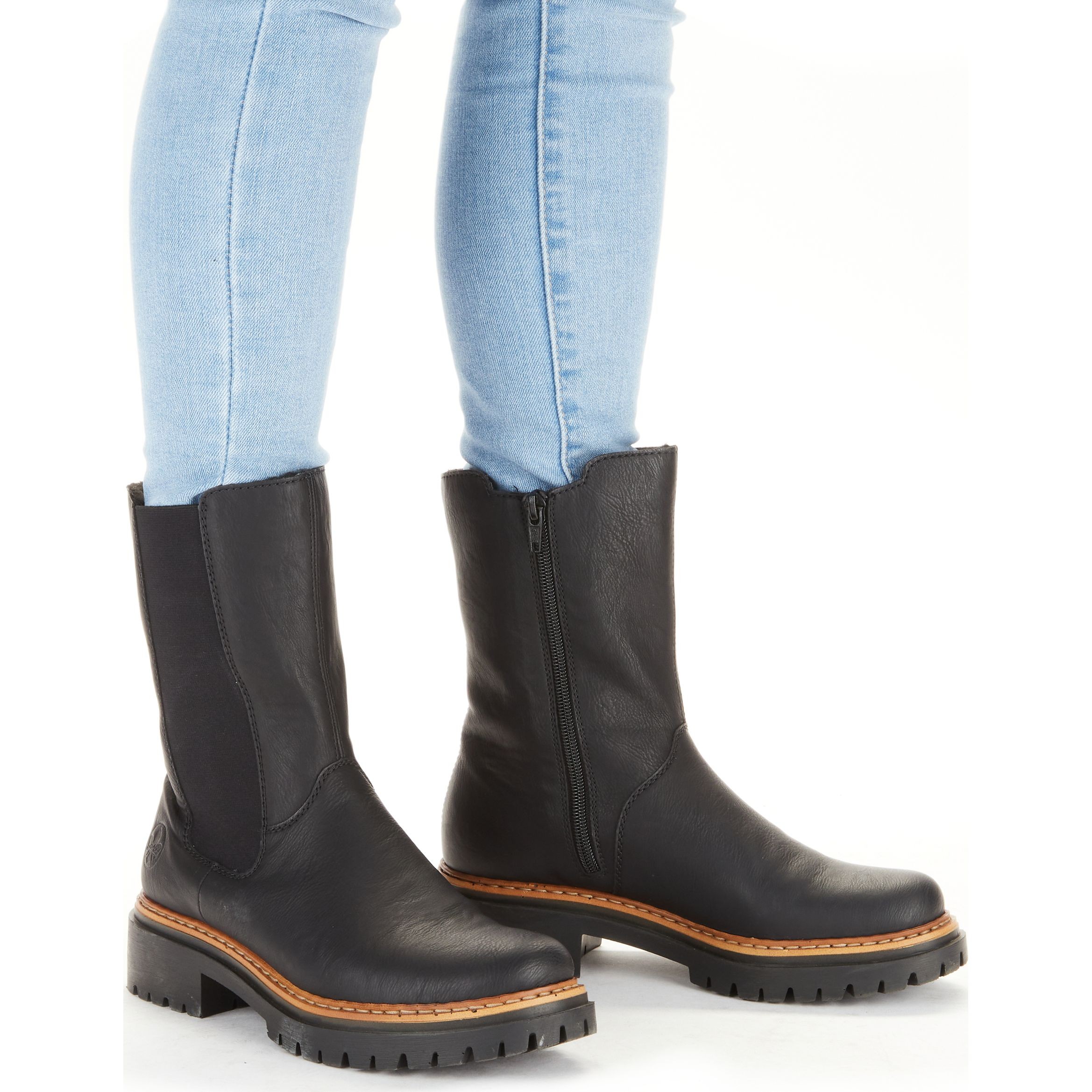 RIEKER Aulinukai moterims, Juoda, Ladies mid height boots 2