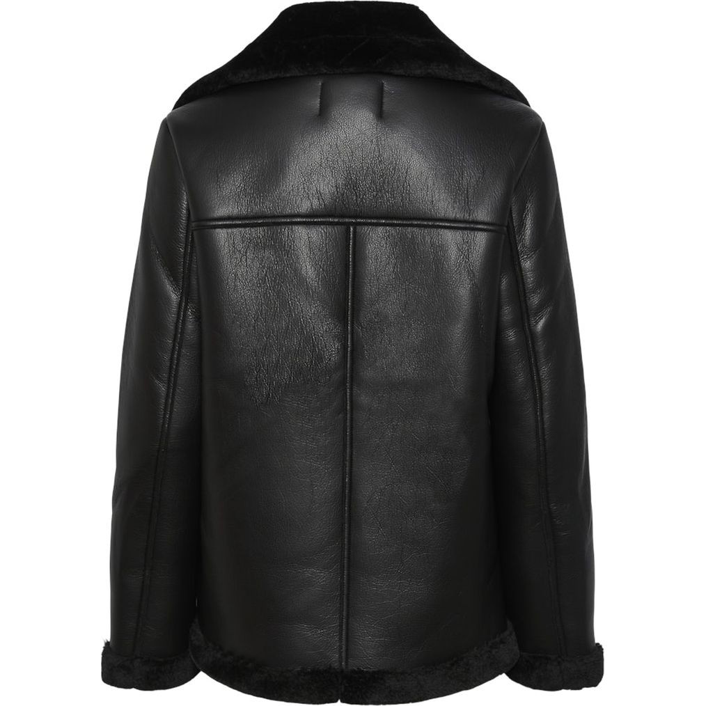 PIECES Striukė moterims, Juoda, PCNORA AVIATOR PU JA 2