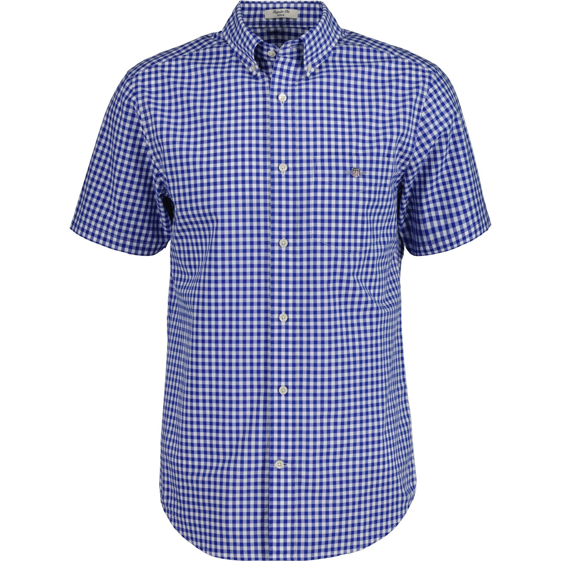 GANT Marškiniai trump. rankovėmis vyrams, Mėlyna, Reg poplin gingham shirt 1