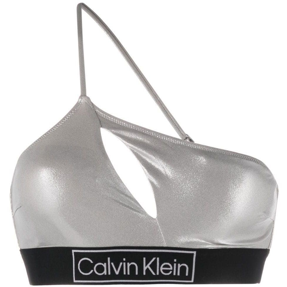 CALVIN KLEIN UW Viršutinė kostiumėlio dalis moterims, Pilka, Swim one shoulder top 1