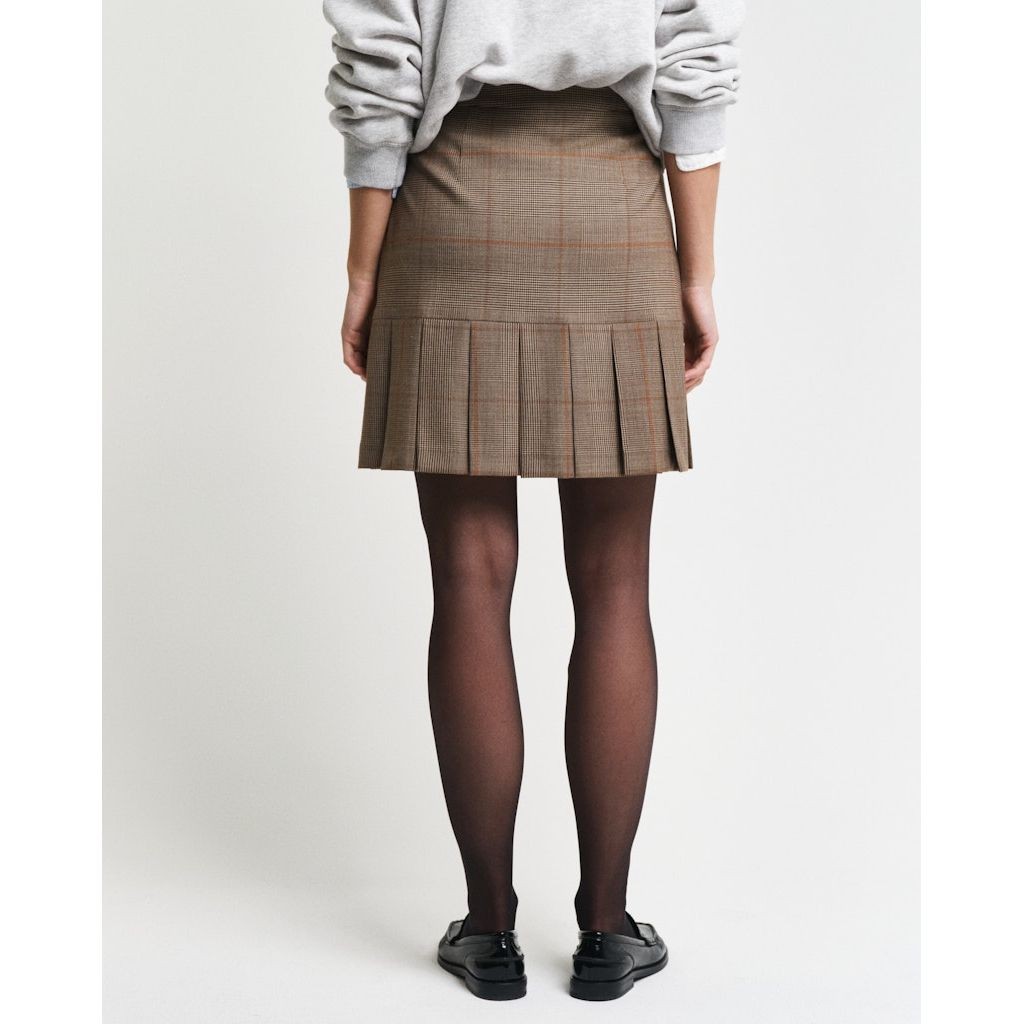 GANT Midi sijonas moterims, Ruda, Checked pleated skirt 3