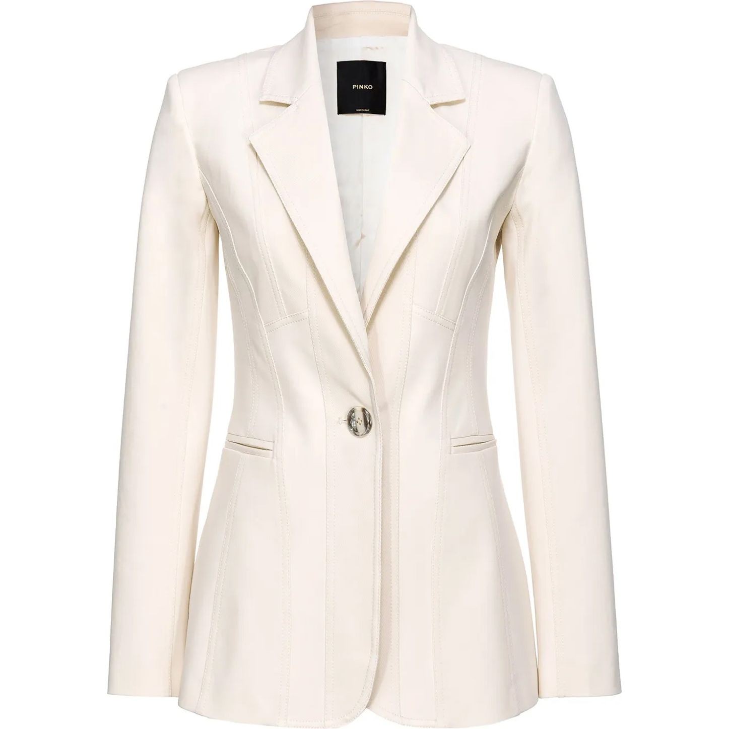 PINKO Švarkas moterims, Balta, Single-breasted cotton blazer 1